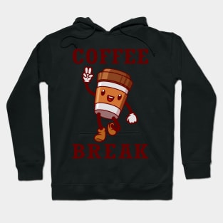 Coffee cup cartoon character, Coffee break. Hoodie